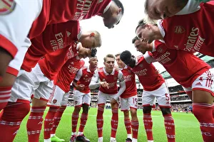 Arsenal V Leeds United 2022-23 Prints: Arsenal's Pre-Match Huddle vs Leeds United, Premier League 2022-23