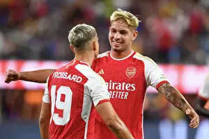 Arsenal V FC Barcelona Pre Season - 2023-24 Prints: Arsenal's Pre-Season Glory: Trossard's Hat-Trick Against FC Barcelona