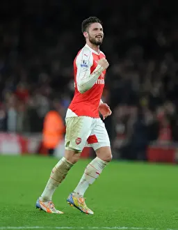 Arsenal V Manchester City 2015-16 Prints: Arsenal's Premier League Triumph: Olivier Giroud's Emotional Victory Celebration vs