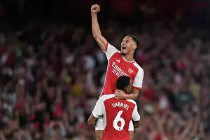 Arsenal's Premier League Victory: Saliba and Gabriel's Jubilant Moment (2023-24)