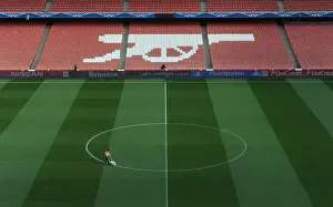 Arsenal V Monaco 2104/15 Prints: Arsenal's Prepared Emirates Stadium for Monaco Clash (2015): A Closer Look at the Marked Pitch