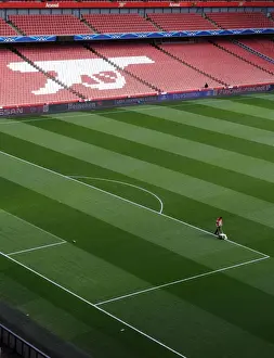 Arsenal V Monaco 2104/15 Prints: Arsenal's Prepared Emirates Stadium Pitch for Monaco Clash (2015)