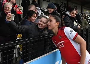 Arsenal's Rafaelle and Fan Celebrate Selfie Moment After Arsenal Women's Victory Over Manchester United (2021-22)