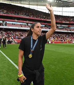 Arsenal's Rafaelle Waves to Fans at Emirates Stadium during Arsenal vs. Fulham, Premier League 2022-23