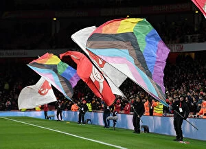 Images Dated 24th February 2022: Arsenal's Rainbow Debut: First Premier League Game with Flag at Emirates Stadium vs