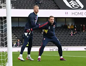Fulham V Arsenal 2022-23 Prints: Arsenal's Ramsdale and Cana: Unwavering Concentration Before Fulham Clash (2022-23 Premier League)