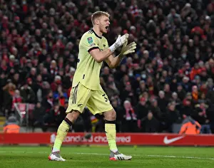 Liverpool V Arsenal Carabao Cup 21-22 Prints: Arsenal's Ramsdale Faces Off Against Liverpool in Carabao Cup Semi-Final Showdown