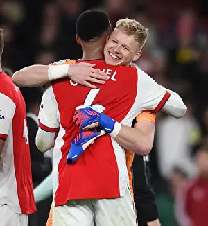 Arsenal's Ramsdale and Magalhaes Celebrate Victory Over Leicester City in the Premier League