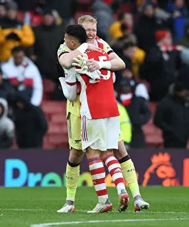 Arsenal's Ramsdale and Martinelli Celebrate Victory Over Newcastle United