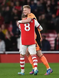 Arsenal's Ramsdale and Odegaard Celebrate Victory Over Leicester City