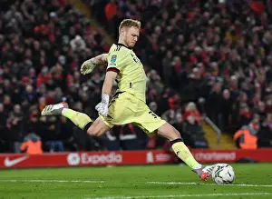 Liverpool V Arsenal Carabao Cup 21-22 Prints: Arsenal's Ramsdale Prepares for Carabao Cup Showdown Against Liverpool