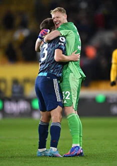 Images Dated 10th February 2022: Arsenal's Ramsdale and Tierney Reunite After Wolverhampton Clash - Premier League 2021-22