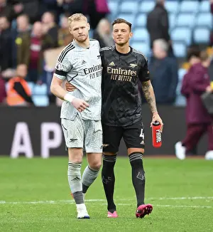 Aston Villa V Arsenal 2022-23 Prints: Arsenal's Ramsdale and White Celebrate Victory over Aston Villa in Premier League Clash (2022-23)