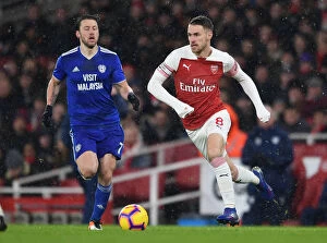 Images Dated 29th January 2019: Arsenal's Ramsey Battles Arter in Premier League Clash vs. Cardiff City