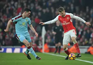Arsenal V Burnley 2016-17 Prints: Arsenal's Ramsey Battles Keane in Intense Arsenal v Burnley Clash