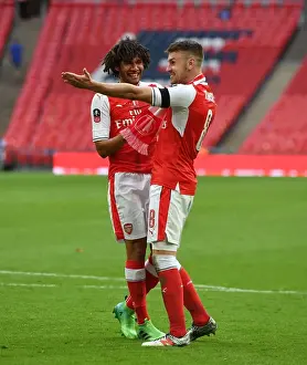 Arsenal V Chelsea - FA Cup Final 2017 Prints: Arsenal's Ramsey and Elneny Celebrate FA Cup Victory over Chelsea