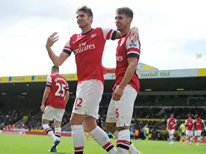 Norwich City V Arsenal 2013-14 Prints: Arsenal's Ramsey and Giroud Celebrate Goal Against Norwich City (2013-14)