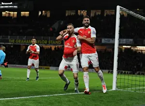 Watford V Arsenal 2015/16 Prints: Arsenal's Ramsey and Giroud Celebrate Goals Against Watford (2015/16)