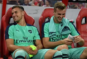 Arsenal V PSG Pre Season Friendly 2018-19 Prints: Arsenal's Ramsey and Holding Ready for Arsenal vs Paris Saint-Germain Pre-Season Showdown in Singapore
