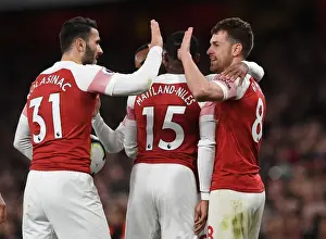 Arsenal V Newcastle United 2018-19 Prints: Arsenal's Ramsey and Kolasinac Celebrate Goal Against Newcastle United