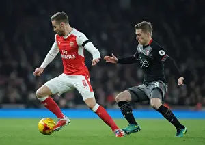 Arsenal V Southampton EFL Cup 2016-17 Prints: Arsenal's Ramsey Outmaneuvers Southampton's Davis in EFL Cup Quarter-Final