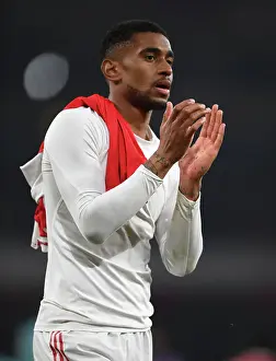 Arsenal's Reiss Nelson Celebrates with Fans after Arsenal v Southampton Win, 2022-23 Premier League