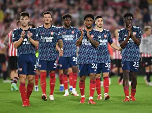 Brentford V Arsenal 2021-22 Prints: Arsenal's Reiss Nelson Celebrates with Fans after Brentford Victory - 2021-22 Premier League