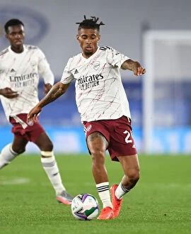 Images Dated 24th September 2020: Arsenal's Reiss Nelson Goes Head-to-Head with Leicester City in Carabao Cup Clash