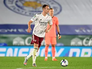 Arsenal's Rob Holding in Action against Leicester City in Carabao Cup Clash