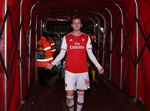 Images Dated 3rd October 2019: Arsenal's Rob Holding Celebrates after UEFA Europa League Victory over Standard Liege