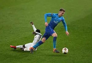 Arsenal V Östersunds FK 2017-18 Prints: Arsenal's Rob Holding Clashes with Östersunds Frank Arhin in Europa League Showdown
