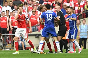 Arsenal V Chelsea - FA Cup Final 2017 Prints: Arsenal's Rob Holding Faces Off Against Diego Costa in FA Cup Final Showdown