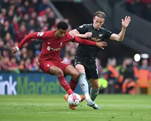 Liverpool V Arsenal 2022-23 Prints: Arsenal's Rob Holding Faces Off Against Liverpool in Premier League Showdown