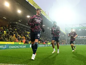 Norwich City V Arsenal 2021-22 Prints: Arsenal's Rob Holding Gears Up for Norwich Clash in Premier League