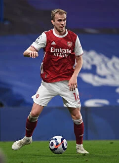 Chelsea v Arsenal 2020-21 Collection: Arsenal's Rob Holding at Empty Stamford Bridge: 2020-21 Premier League Match Amid Pandemic