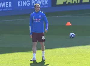 Arsenal's Rob Holding Warming Up Ahead of Leicester Clash - Premier League 2020-21