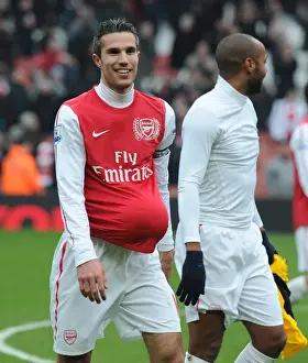Arsenal V Blackburn Rovers 2011-12 Prints: Arsenal's Robin van Persie Celebrates Hat-trick Against Blackburn Rovers (2011-12)