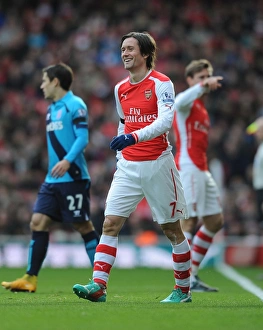 Arsenal V Stoke City 2014-15 Prints: Arsenal's Rosicky in Action against Stoke City (2014-15)