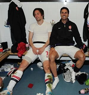 Newcastle United Collection: Arsenal's Rosicky and Arteta Celebrate Victory Over Newcastle United (2012-13)