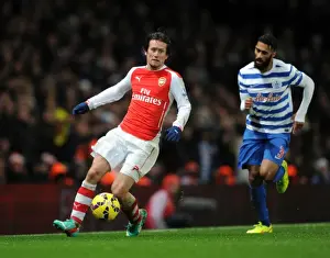 Arsenal V Queens Park Rangers 2014-15 Prints: Arsenal's Rosicky Clashes with QPR's Traore in Premier League Showdown