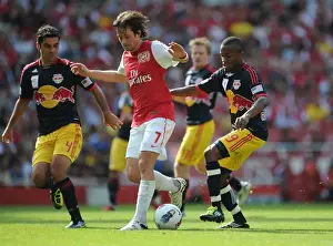 Arsenal V New York Red Bulls 2011-12 Prints: Arsenal's Rosicky Faces Off Against Marquez and Richards of New York Red Bulls during the 2011-12 Emirates Cup