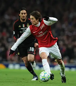Arsenal V AC Milan 2011-12 Prints: Arsenal's Rosicky Fights for Victory against AC Milan in 2012 Champions League