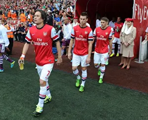 Arsenal's Rosicky, Koscielny, and Ramsey Before Arsenal v Aston Villa, 2013-14 Premier League