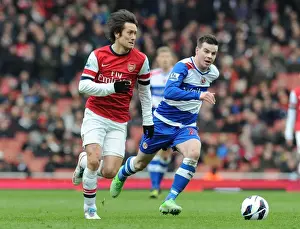 Arsenal V Reading 2012-13 Prints: Arsenal's Rosicky Outmaneuvers Reading's Guthrie in Premier League Clash
