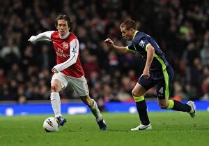 Images Dated 16th April 2012: Arsenal's Rosicky Outmaneuvers Wigan's McCarthy in 2011-12 Premier League Clash