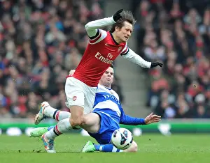 Arsenal V Reading 2012-13 Prints: Arsenal's Rosicky Outsmarts Guthrie: A Premier League Battle at Emirates Stadium