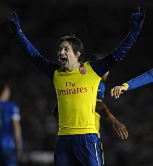 Images Dated 25th January 2015: Arsenal's Rosicky Scores in FA Cup Victory over Brighton & Hove Albion
