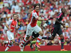 Arsenal V Benfica 2014-15 Prints: Arsenal's Rosicky Shines in Emirates Cup Clash Against Benfica