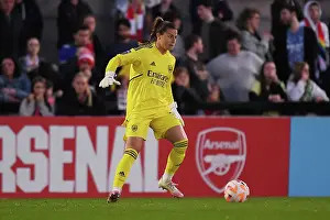 Arsenal's Sabrina D'Angelo in Command: Arsenal Women vs Leicester City at Meadow Park (2022-23)