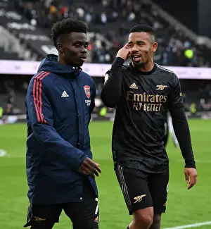 Arsenal's Saka and Jesus Celebrate Victory Over Fulham in Premier League